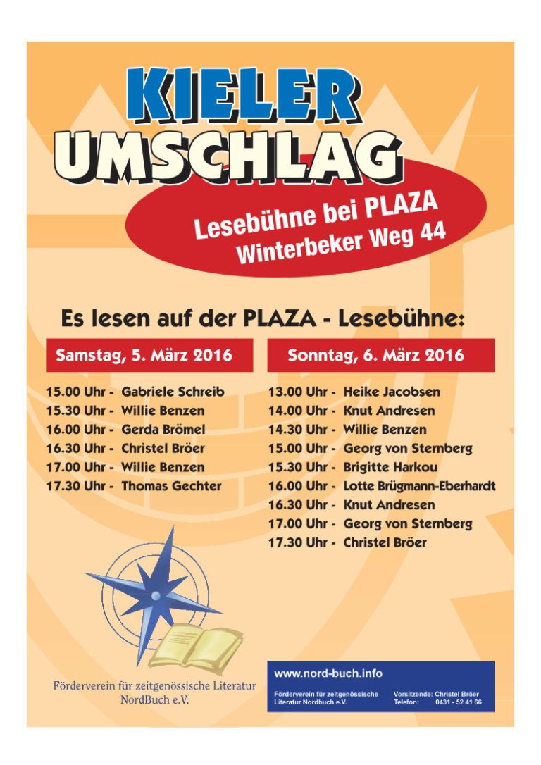 Kieler Umschlag Lesebühne bei PLAZA Plakat NordBuch e.V.